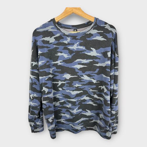 Athleta Womens size Medium Blue Camo Studio to Street Pullover Sweatshirt - Picture 1 of 9